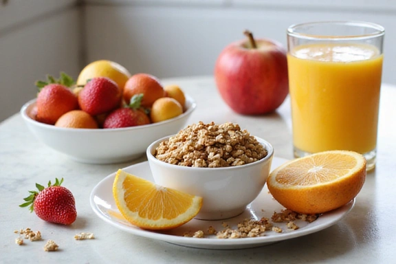 Colazione sana e colorata su un tavolo luminoso